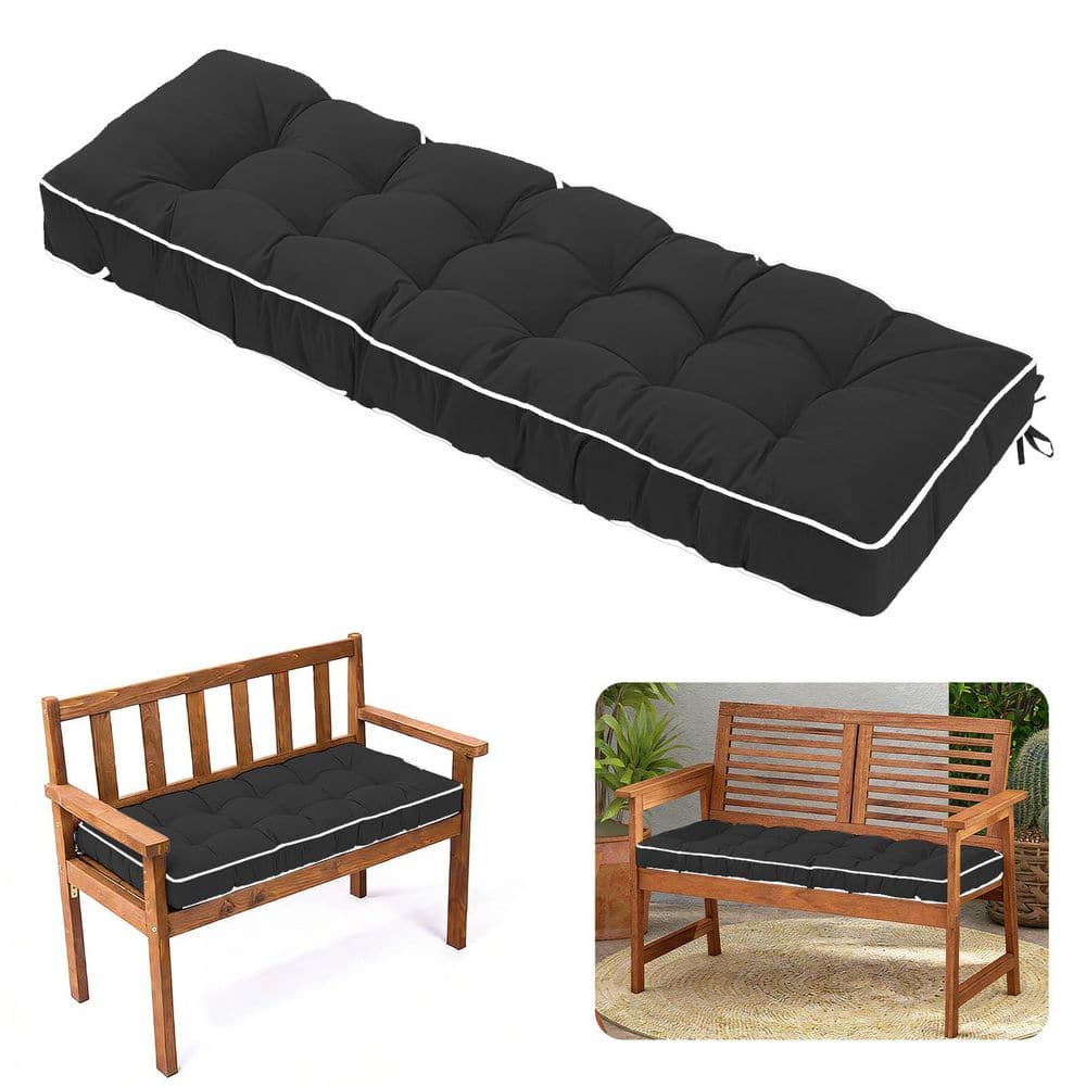 63 in. x 20 in. Outdoor Tufted Bench Cushion for Patio Furniture, Wicker Settee Loveseat Seat Cushion in Black price history on PriceWatchPro