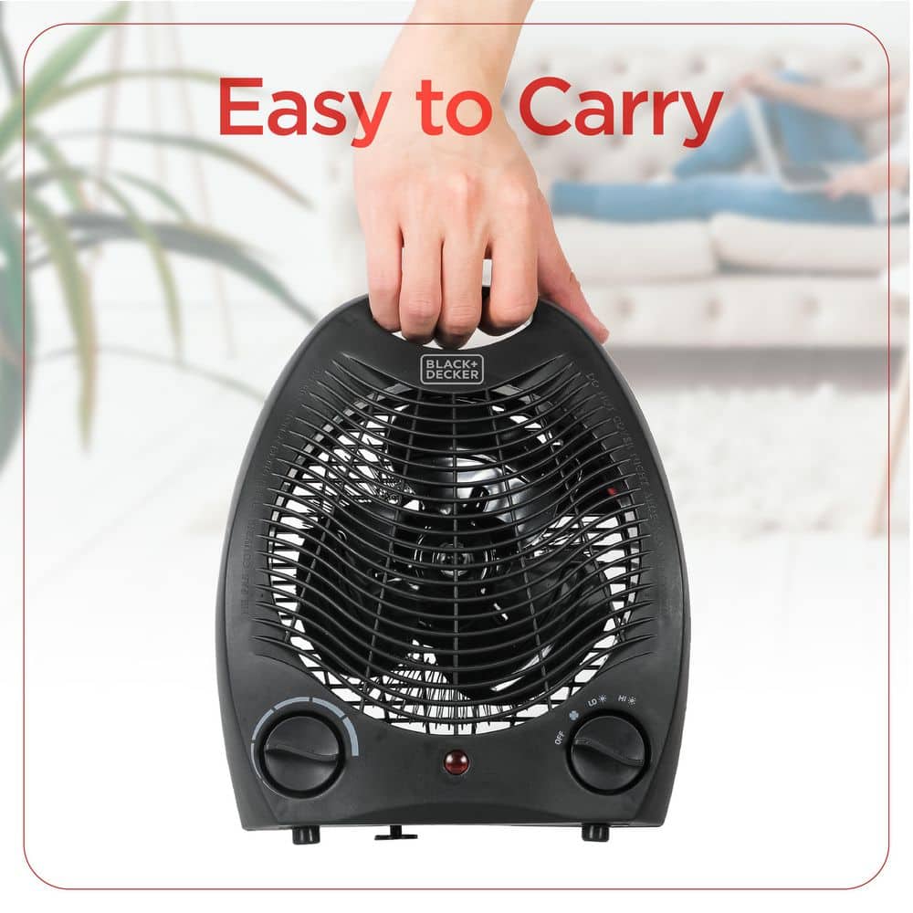 BLACK+DECKER 1,500-Watt-Max Personal Desktop Heater with Fan Setting (Black), BHD101B