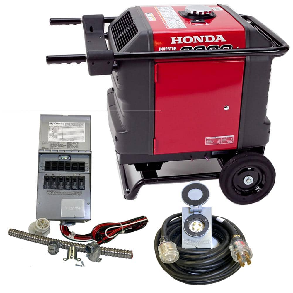 Honda Inverter 3,000-Watt Air-Cooled Gasoline Generator 120-Volt Single Phase and Standby 6 Circuit Manual Switch