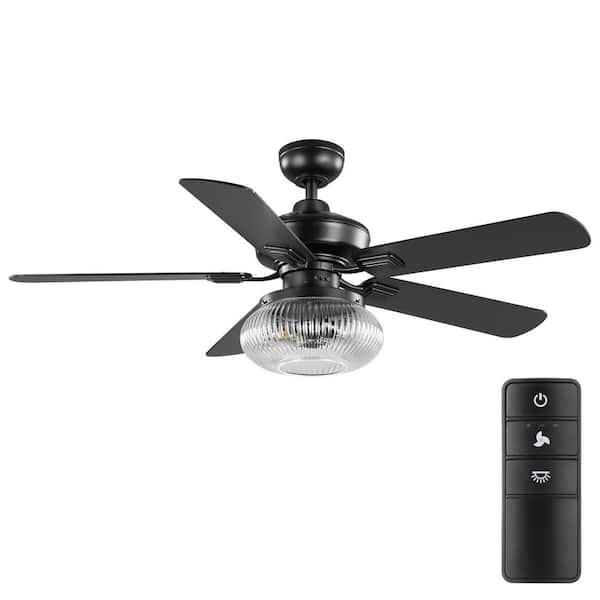 Home Decorators Collection 52 in. Rimgate Indoor Matte Black LED Ceiling Fan with Remote Control