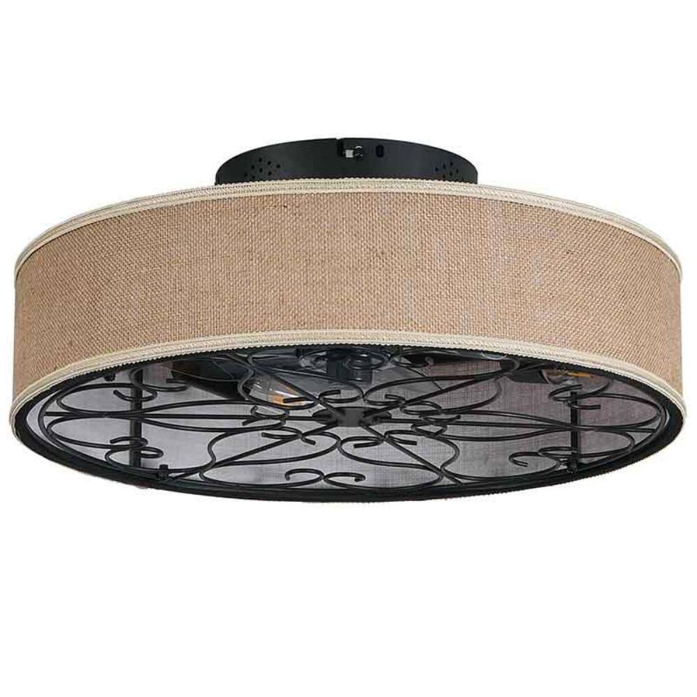 Cinci 20in. Indoor Black Fandelier Farmhouse Caged Ceiling Fan, Flush Mount Ceiling Fan W/Light, Remote and Fabric Shade price history on PriceWatchPro