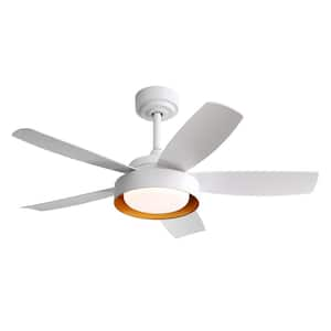 42in.Indoor White Ceiling Fans with LED Light 22W and Remote Control 6-Wind Speed Reversible DC Motor