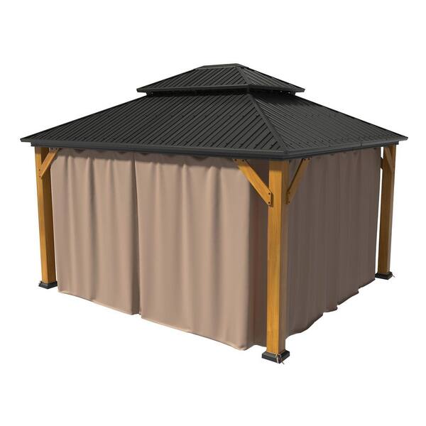 Clihome 12 ft. x 14 ft. Cedar Wood Frame Hardtop Gazebo with