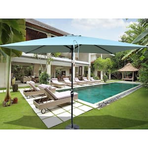 6 ft x 9 ft Outdoor Market Patio Umbrella with Crank and Button, frost greenFor Garden and Backyard Pool