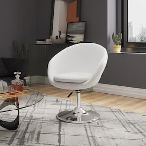 Hopper White and Polished Chrome Faux Leather Adjustable Height Accent Chair (Set of 2)