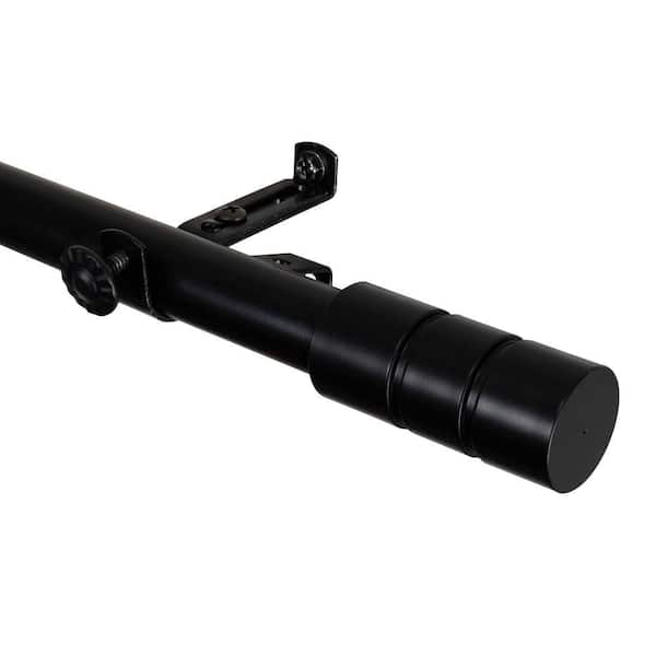 Rod Desyne 28 in. - 48 in. Black Telescoping Single Curtain Rod Kit with Theo Finial