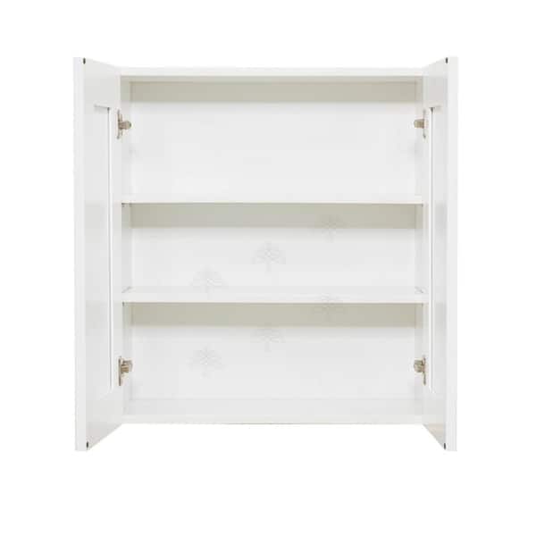 Anchester Assembled 24x36x12 in. 2 Door Wall Cabinet with 2 Shelves in Classic White