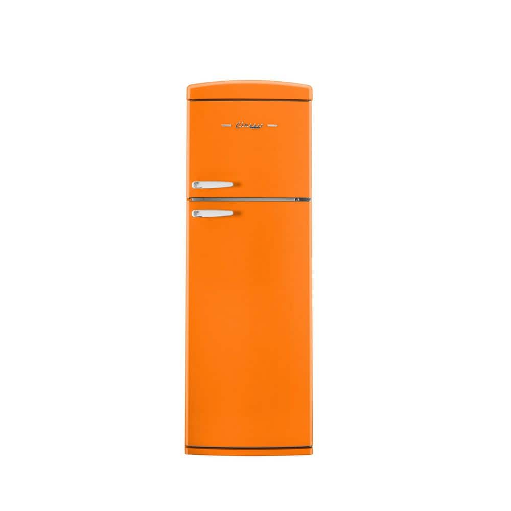 Classic Retro 23.8 in 11 cu. ft. Frost Free Top Freezer Refrigerator in Orange Creamsicle, Energy Star