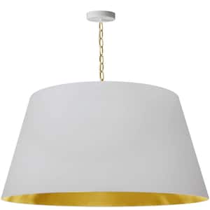 Brynn 1-Light Aged Brass LED Pendant with Aged Brass and Gold Fabric Shade