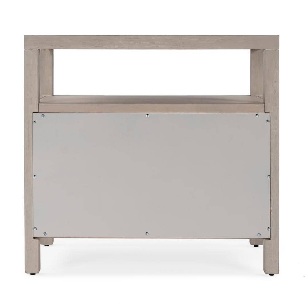 Nora Antique Taupe 2-Drawer Acacia Wood Nightstand