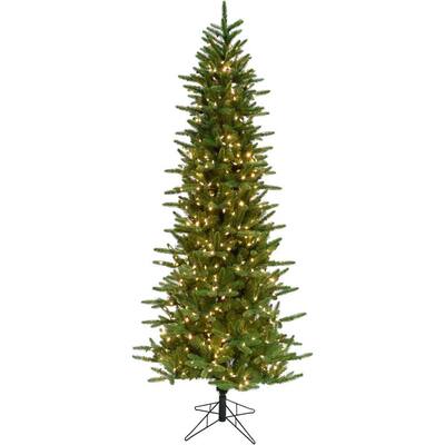 7.5 ft. Carmel Pine Slim Artificial Christmas Tree with Clear LED String Lighting