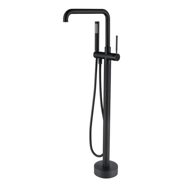 Maincraft Single-Handle Floor Mounted Freestanding Tub Faucet with Hand Shower in Matte Black