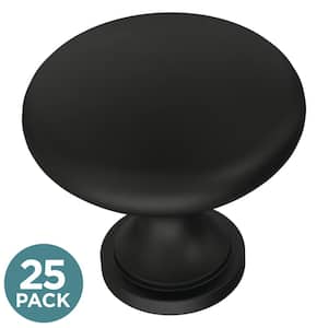 Essentials Mushroom 1-1/4 in. (32 mm) Matte Black Round Cabinet Knob (25-Pack)