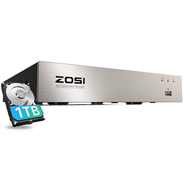 8-Channel 1080p Surveillance DVR Recorder 1TB Hard Drive Compatible with TVI, CVBS, CVI, AHD 720p 1080p 2MP CCTV Camera