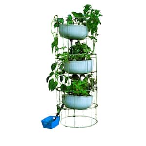 Culinary Herb Tower 12 in. x 55 in. Antique Green Steel Mesh Planter
