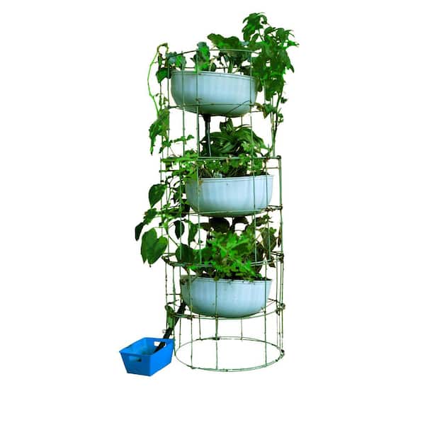 Unbranded Culinary Herb Tower 12 in. x 55 in. Antique Green Steel Mesh Planter