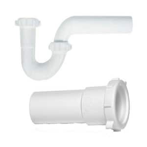 1-1/2 in. x 6 in. White Plastic Slip-Joint Sink Drain Tailpiece Extension Tube with 1-1/2 in. White Plastic P-Trap