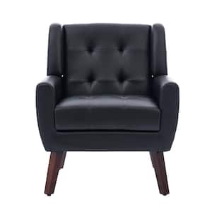 Black PU Leather Upholstered Arm Chair (Set of 1)