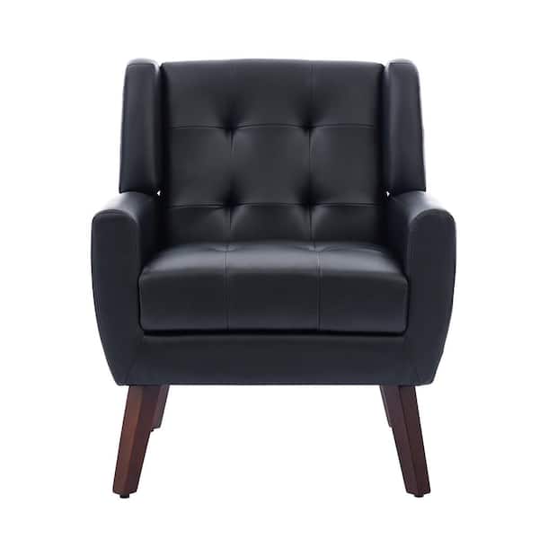 Uixe Black PU Leather Upholstered Arm Chair (Set of 1)