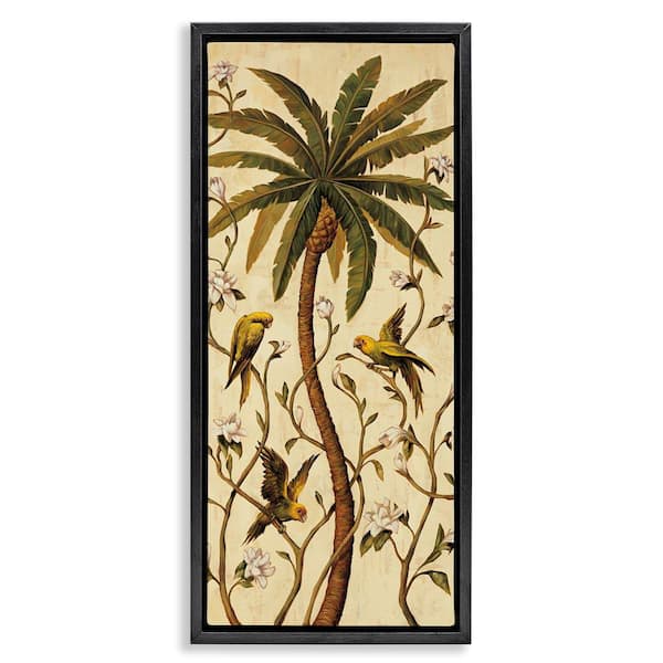 Stupell Industries Parrots and Jungle Botanics by Rodolfo Jimenez Black Floater Frame Nature Graphic Art Print 31 in. x 15 in.