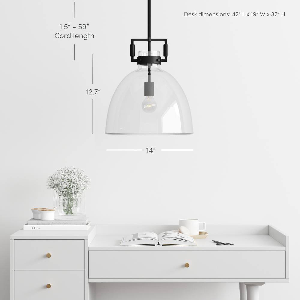 Matte Black Pendant Light with Clear Glass Shade