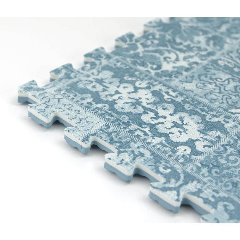 Blue Distressed Boho Foam Interlocking Floor Tiles