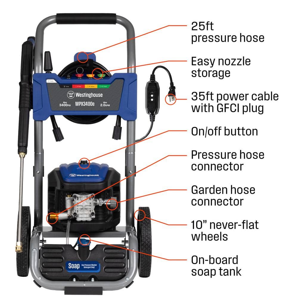 Westinghouse 3400 PSI Electric Pressure Washer with Brushless Motor
