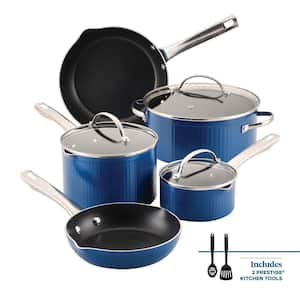 Style 10-Piece Aluminum Nonstick Cookware Set with Lids in Blue