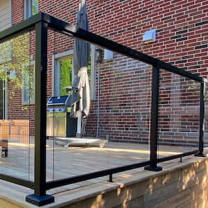 42 in. H x 27 in. W Aluminum Deck Railing Clear Tempered Glass Panel