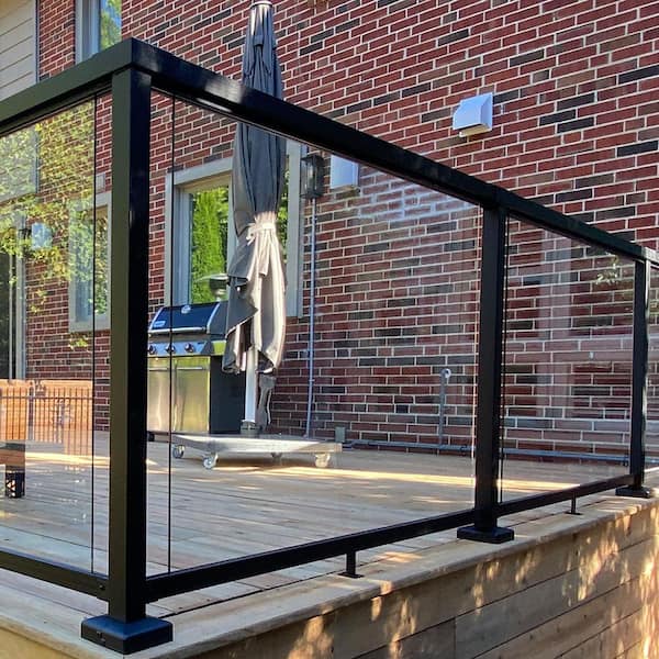 36-5/16 in. H x 27 in. W Aluminum Deck Railing Clear Tempered Glass Panel for 42 in. High System