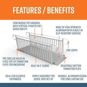 GATEWAY 3G 9 ft. Aluminum Solid Surface Wheelchair Ramp with Vertical Picket Handrails