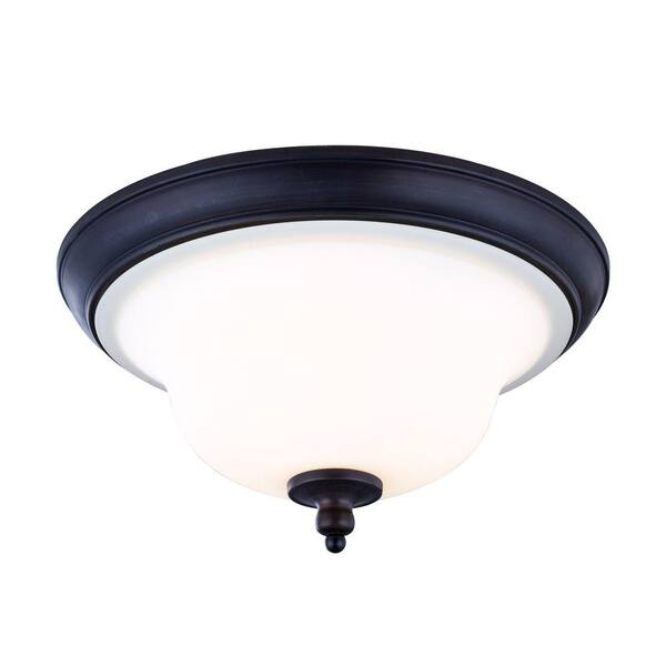 World Imports Ethelyn Collection 3-Light Oil-Rubbed Bronze Flush Mount with Frosted Glass Shade