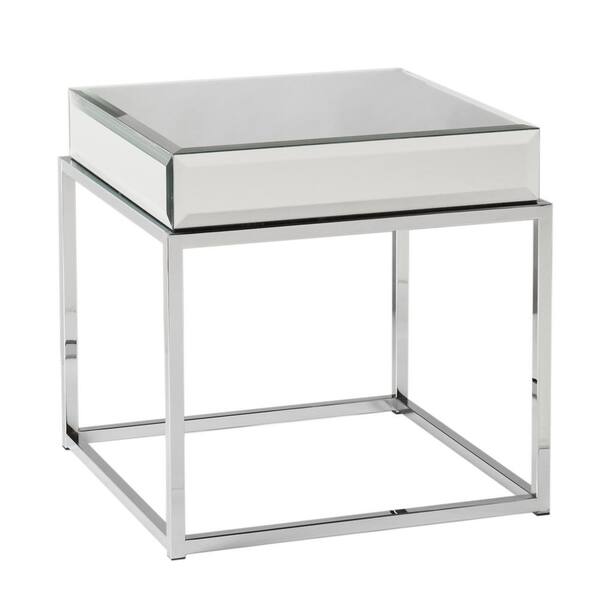 Southern Enterprises Grande Chrome Mirrored Top End Table