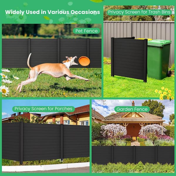 HONEY JOY 49 in. H Plastic Outdoor Privacy Fence Panel 2PC
