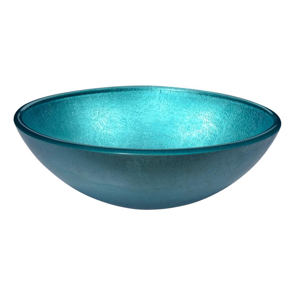 Coral Blue Tempered Glass Round Vessel Sink