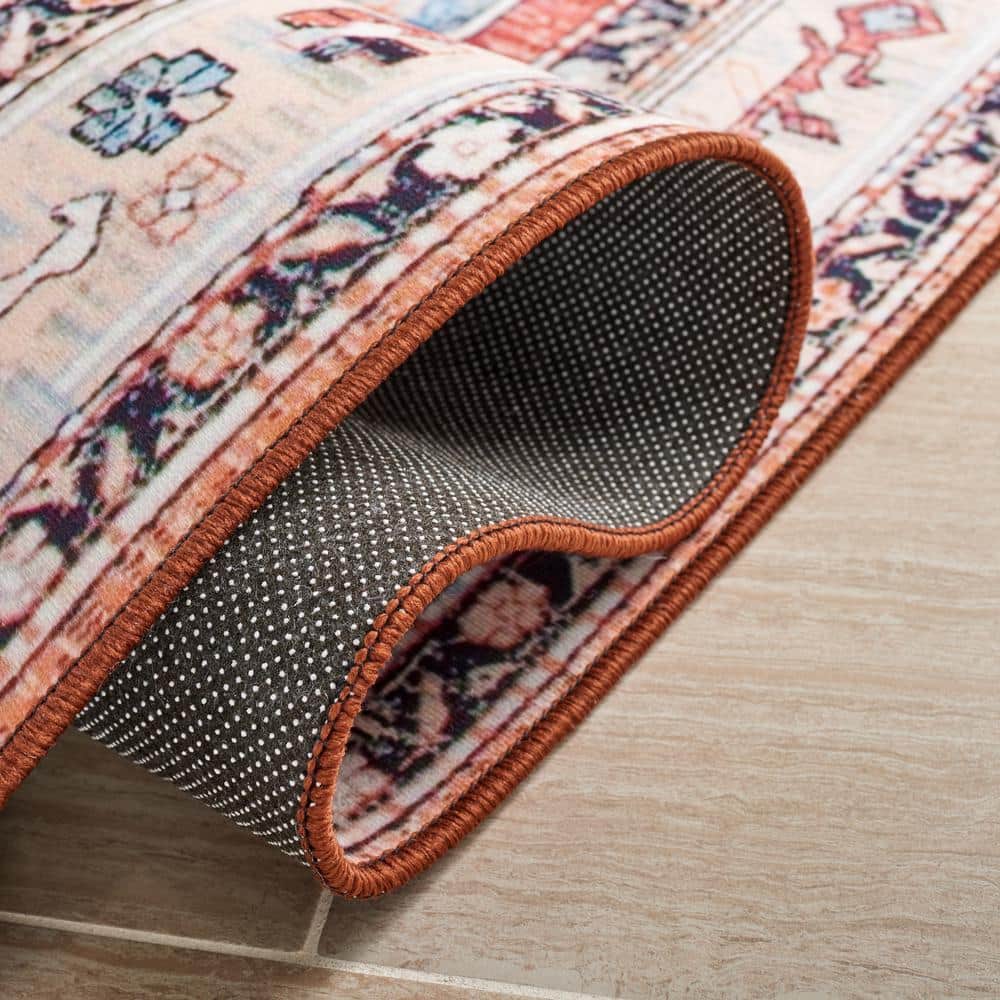 Tucson 30" Blue Synthetic Washable Non-slip Runner Rug