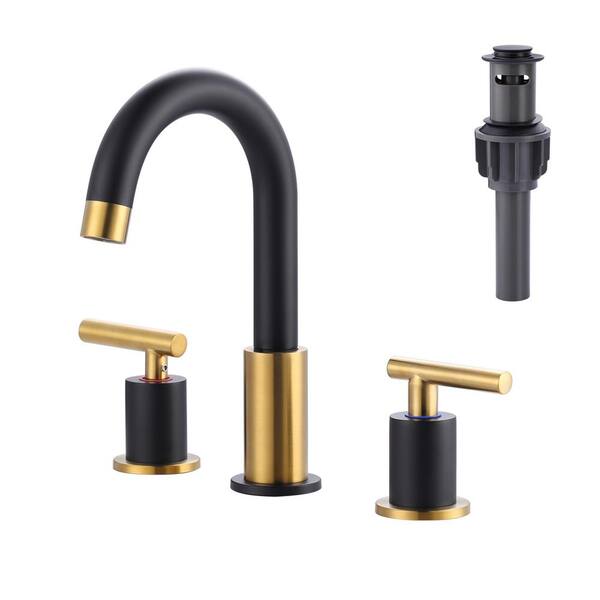 ALEASHA 8 in. Widespread Double-Handle High Arc Bathroom Faucet with ...