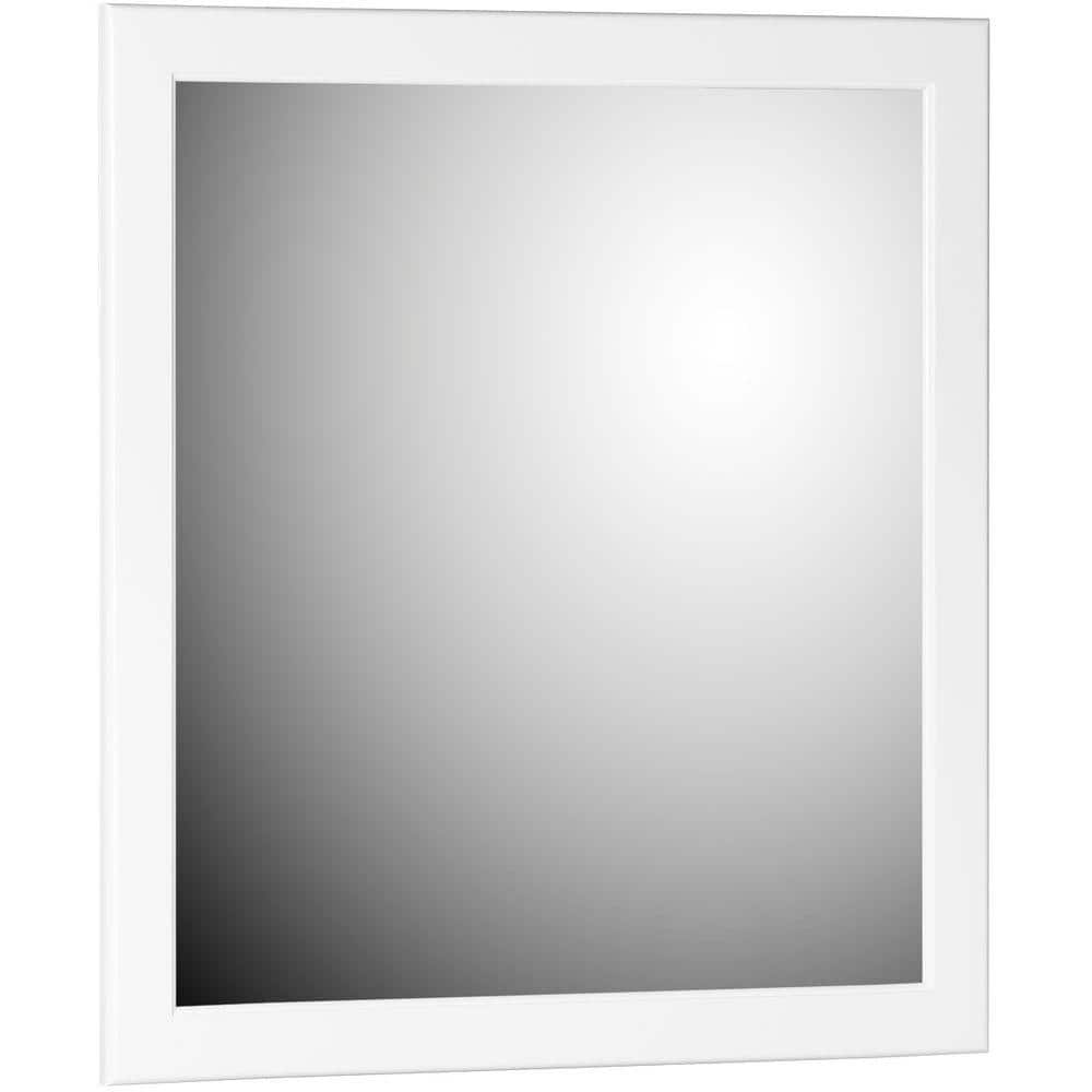 Simplicity By Strasser Ultraline 30 In W X 32 In H Framed Rectangular Bathroom Vanity Mirror In Satin White 01 212 The Home Depot