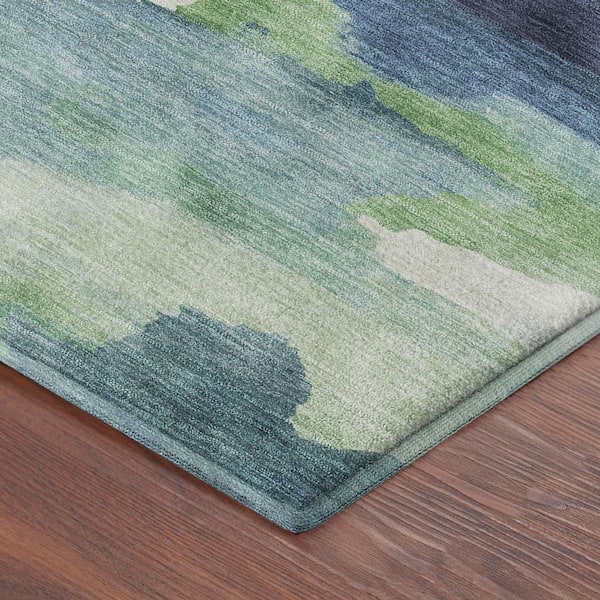 Mayfield Premium Machine Washable Abstract AMF2259 Blue 2 ft. x 3 ft. Accent Rug