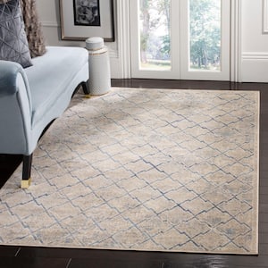 Brentwood Light Gray/Blue 3 ft. x 3 ft. Square Border Distressed Area Rug
