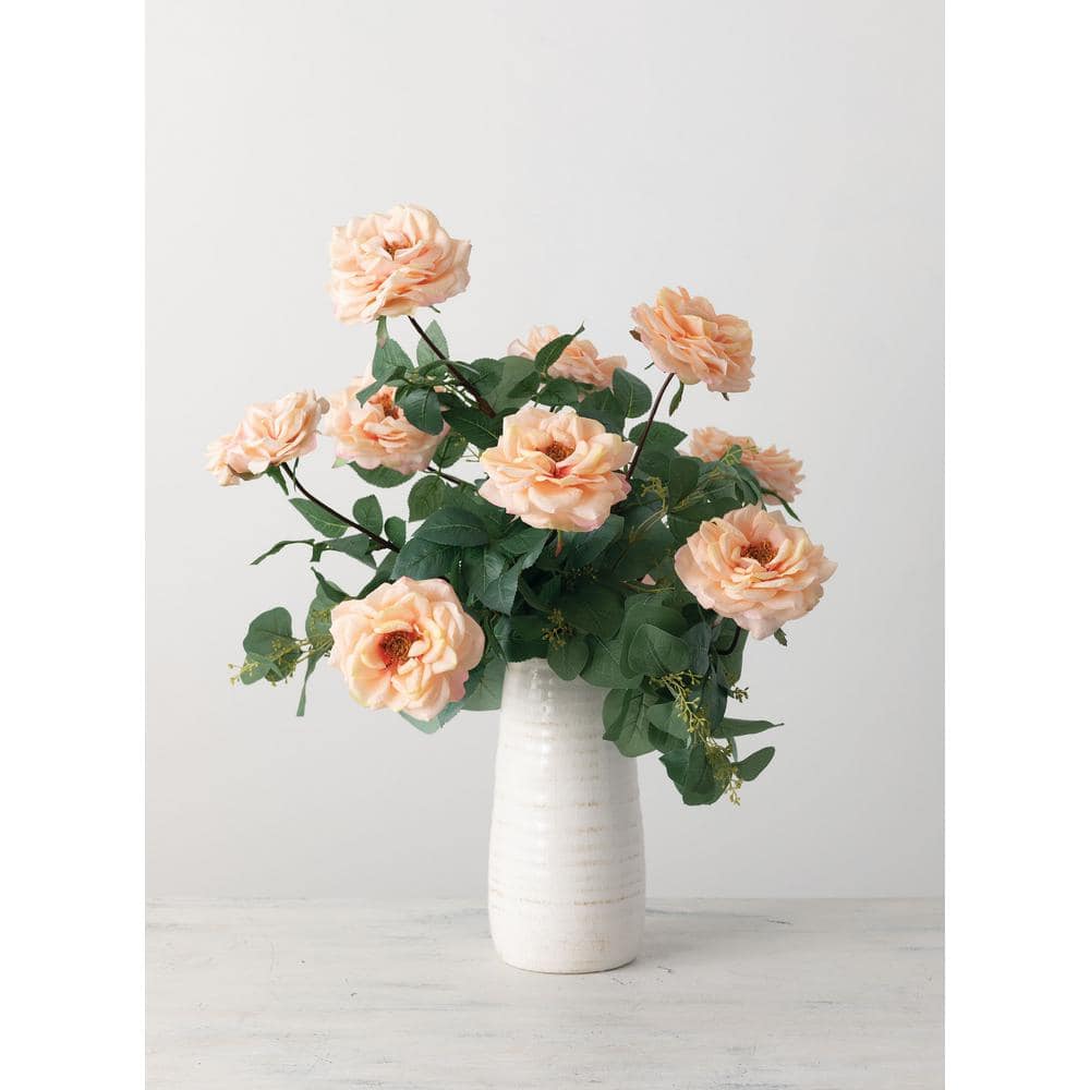 Elegant Rustic White Ceramic 13.5" Table Vase