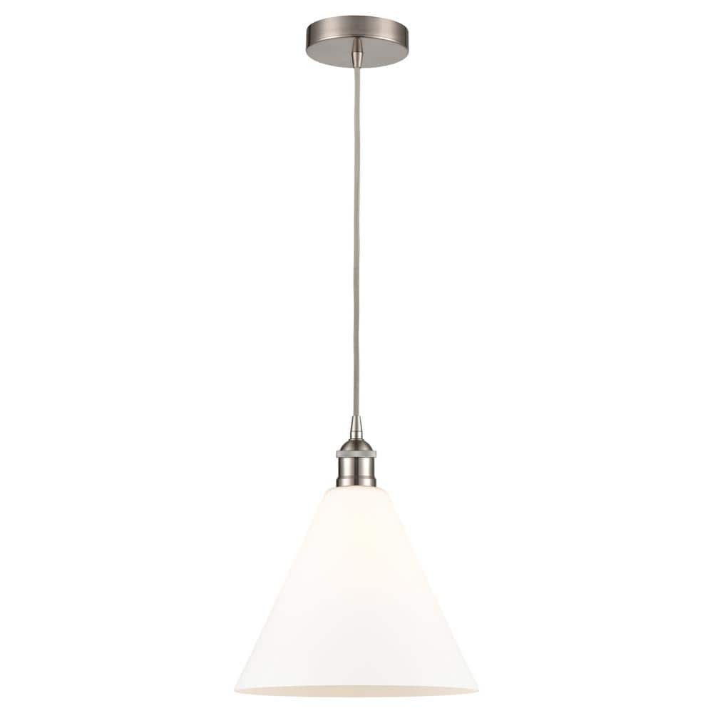 Edison Glass Cone 60-Watt 1-Light Brushed Satin Nickel Standard Mini Pendant Light with Painted Glass Shade price history on PriceWatchPro