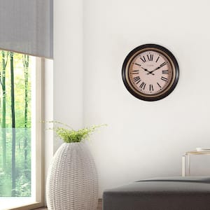 18 in. Traditions Antique Brown Quartz Analog Wall Clock