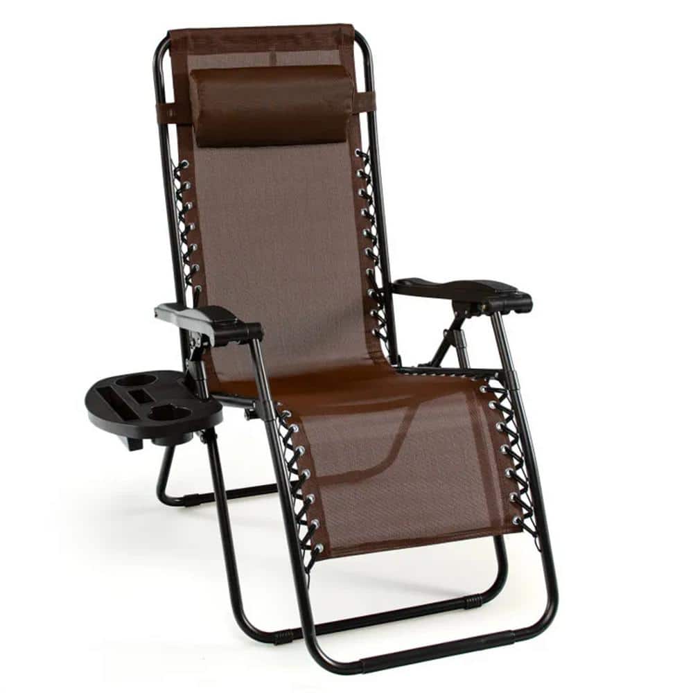 Brown 1 Piece Metal Outdoor Recliner Without Sunshade Without Cushion