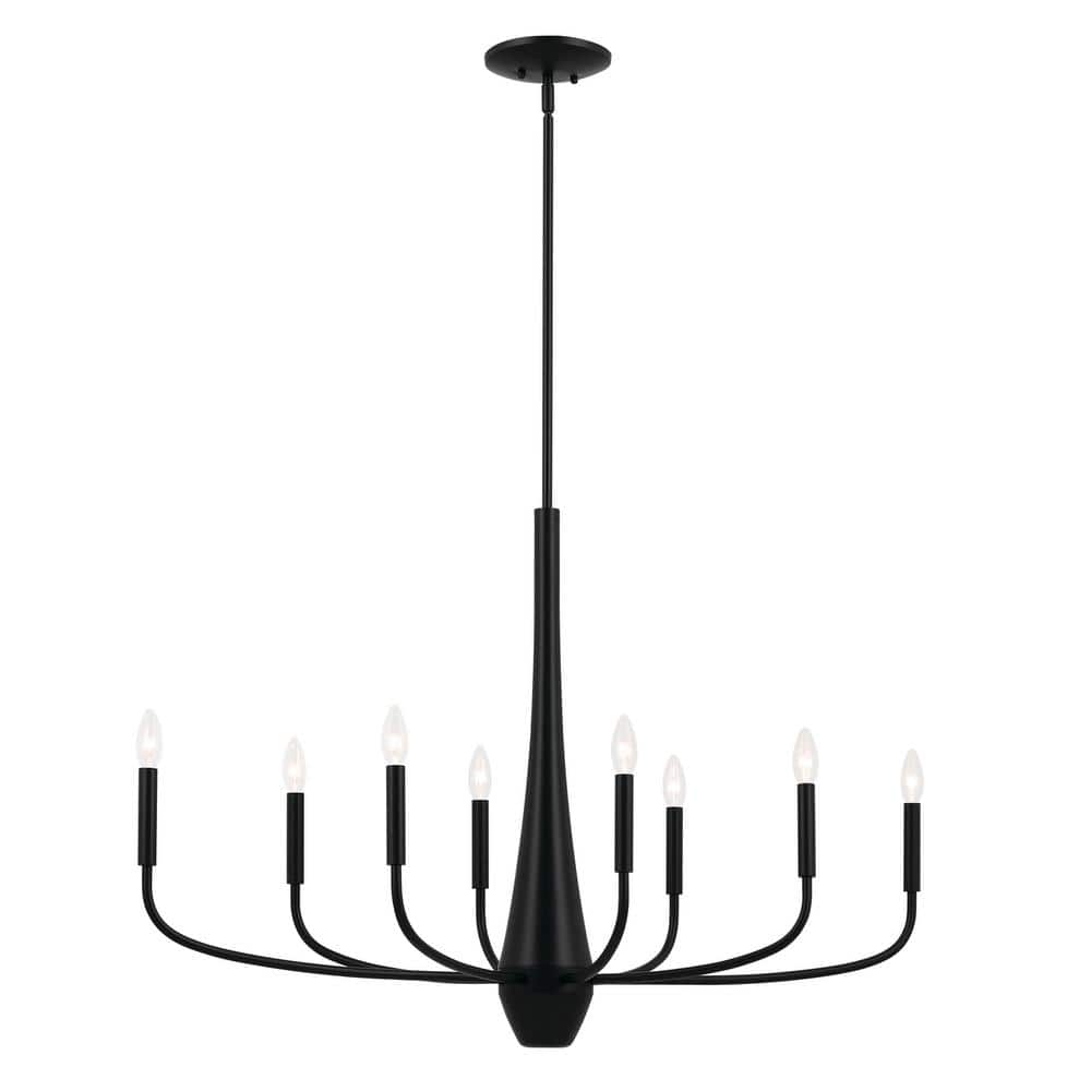 KICHLER Deela 41 in. 8-Light Black Modern Candle Oval Chandelier for Dining Room