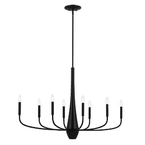 Deela 41 in. 8-Light Black Modern Candle Oval Chandelier for Dining Room
