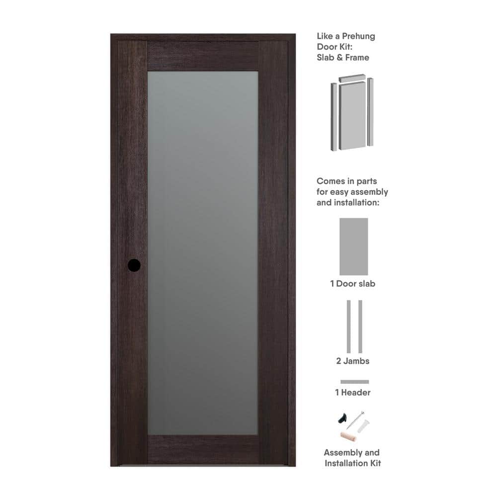 18 in. x 80 in. Right-Hand Solid Core 1-Lite Frosted Glass Veralinga Oak Wood Single Prehung Interior Door price history on PriceWatchPro