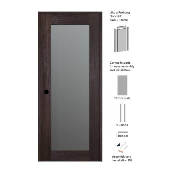 Belldinni 28 in. x 96 in. Right-Hand Solid Composite Core FullLite Frosted Glass Veralinga Oak Wood Single Prehung Interior Door