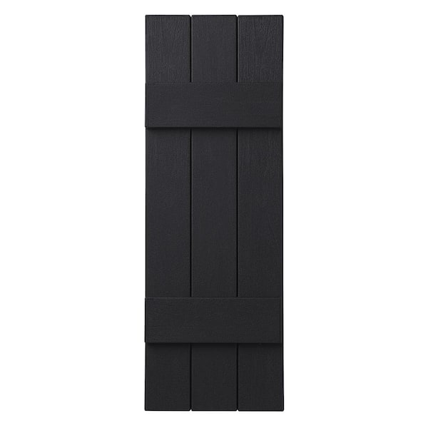 Ply Gem 11 in. x 35 in. Polypropylene Plastic 3-Board Closed Board and Batten Shutters Pair in Black