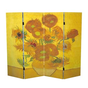 4 ft. Short Works of Van Gogh Canvas 4-Panel Folding Screen